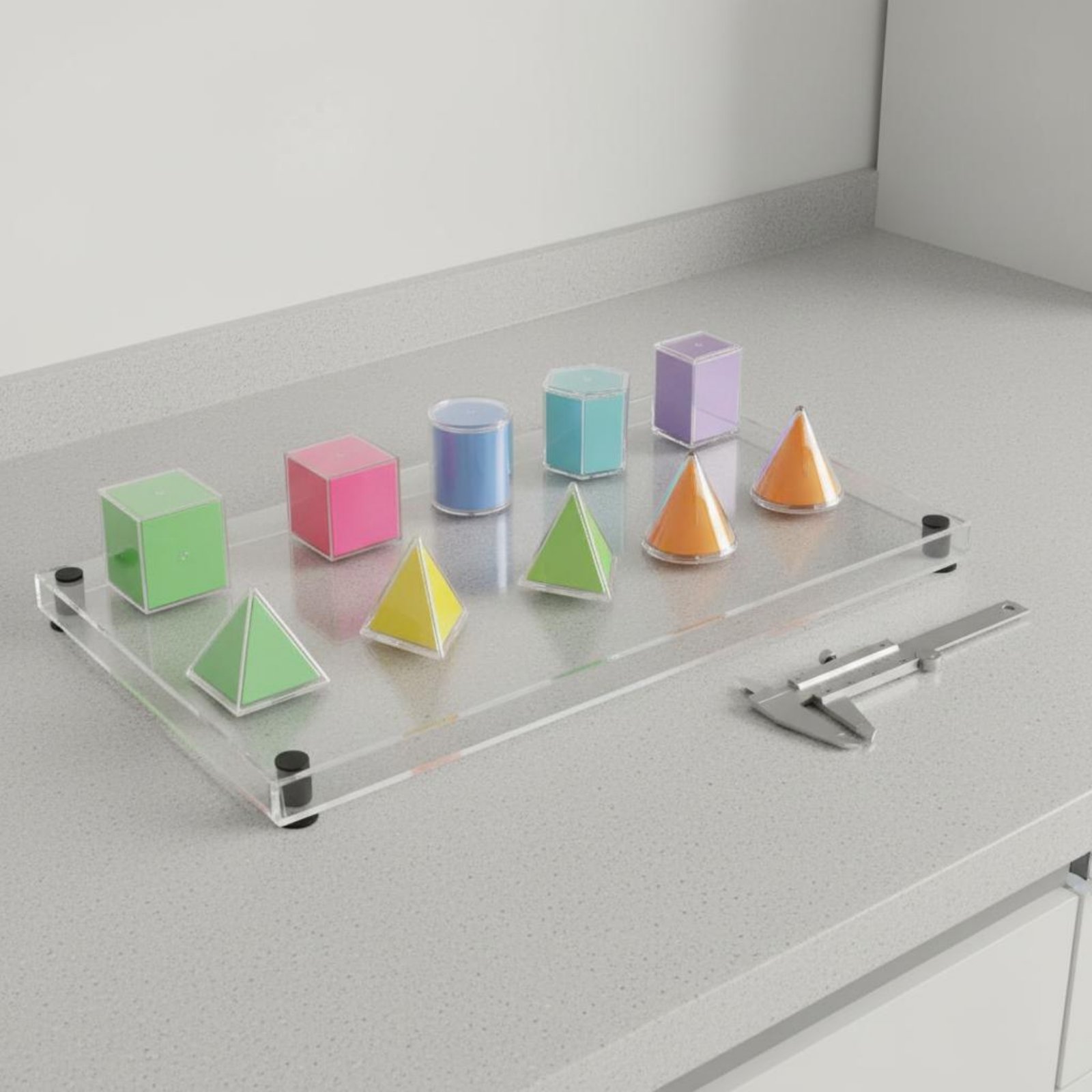 Math Manipulative Set - 8 Pezzi di Solidi Geometrici Trasparenti
